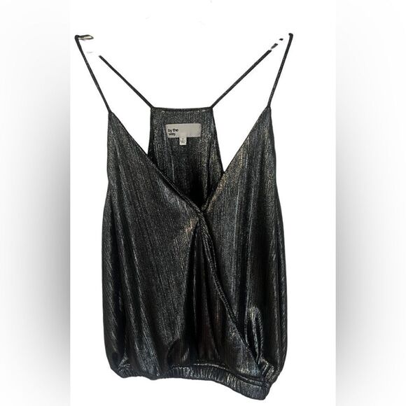 Revolve by the way Veronica Pleated Cami Top in Silver Womens Sz Small Metallic - Picture 3 of 6